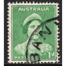 AUSTRALIA 1937/41: KING GEORGE VI DEFINITIVES - 1d GREEN USED (G4)
