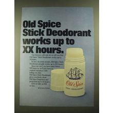 1977 Old Spice Stick Deodorant Ad - Works Up to XX hours