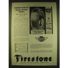 1931 Firestone Tires Ad - Firestone high speed tires the safest tires