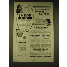 1936 Harper & Brothers Ad - by E.M. Delafield Faster! Faster!