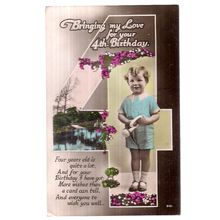 BRINGING MY LOVE FOR YOUR 4TH BIRTHDAY .. vintage postcard 1941 postmark =