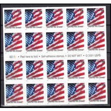 3549a 34c U.S. Flag Very Fine MNH Pane/20 P# B2222 L01056