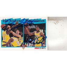JOHN STOCKTON & MAGIC JOHNSON AUTOGRAPHED 1991 JAZZ & LAKERS HOF ASSIST LEADERS