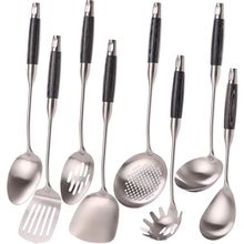 18/10 Stainless Steel Kitchen Utensils Set with Wooden Handle, 8Pcs 15” Long Coo