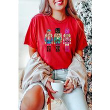 Red Glittering Nutcracker Printed Crewneck T Shirt
