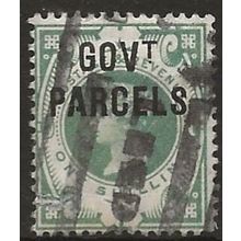 1890 O68 1/- Dull Green Govt Parcels Official Good+/Fine Used FRESH Colour . .