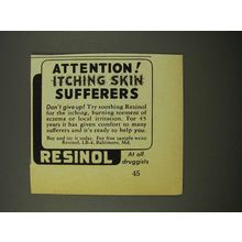1941 Resinol Ointment Ad - Attention Itching Skin