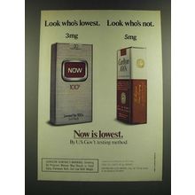 1986 Now Cigarettes Ad - Look Who's Lowest. Look Who's Not