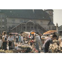 Fribourg Flower & Vegetable Market Switzerland Postcard