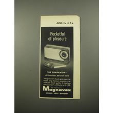 1956 Magnavox Companion Personal Radio Ad - Pocketful of pleasure