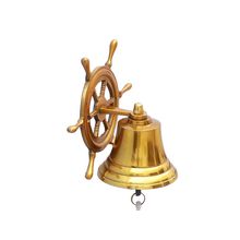 Brass Plated Hanging Ship Wheel Bell 7""