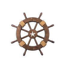 Rustic Wood Finish Decorative Ship Wheel with Starfish 18""