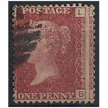1858 SG43 1d Red Plate 206 Good/Fine Used Check Letters "LB".