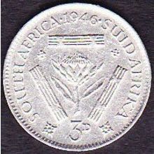 1946 South Africa 3 Pence Silver Coin
