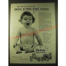 1956 Heinz Baby Foods Ad - Boy! It's sure fun to eat Heinz Junor Baby Foods