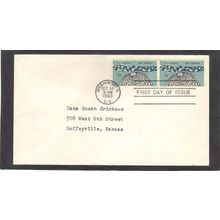 FDC 1237 5c Science Pair (No Cachet-Typed/A) CV42021