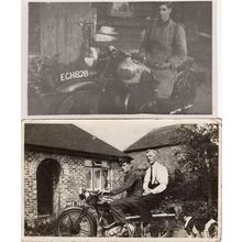 Motorcycle Antique Bike 2x Old Postcard Size Photo s