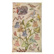 Birds Panel Antique Silk Tent 17th Century Embroidery Old Postcard