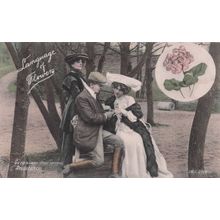 Language Of Flowers Rose Scented Geranium Lovers Proposal Old Postcard