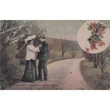 Language Of Flowers Snowdrops Honeysuckle Lovers Embrace Romance Postcard