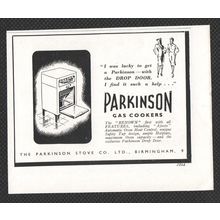 PARKINSON stove gas cookers BIRMINGHAM :- Original Vintage 1947 Advert POST FREE