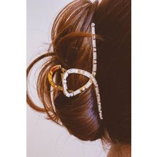 Gold Pearl Stud Large Alloy Hair Claw Clip