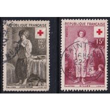 France 1956 SG 1314-5 Used - Red Cross Semi-postal (D-458 (16))