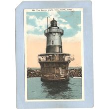 CT New Haven Lighthouse Postcard Sperry Light and breakwater lighthouse_bo~85