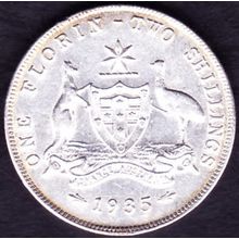 1935 Australia 1 Florin (2 Shillings) Silver Coin