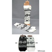 Gloves - Fingerless Snow Flack Print Glove - GL-1007