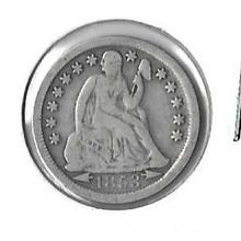1853 US Silver Seated Liberty Dime Fine