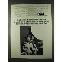 1973 F&M First & Merchants National Bank Ad - Your Wife