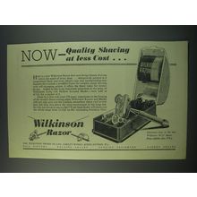 1949 Wilkinson Razor Ad - Now - quality shaving at less cost
