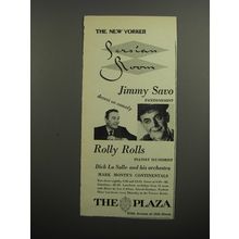 1952 The Plaza Hotel Ad - Persian Room Jimmy Savo Pantomimist Rolly Rolls
