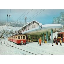 Gare Yverdon De Ste Croix French Railway Station Shop in Winter Postcard