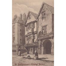 Lady Selling Fruit at St Bartholomews Hospital Bristol Antique Postcard