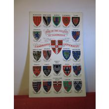 ARMS OF THE UNIVERSITY COLLEGES, CAMBRIDGE unused postcard by A. Savage Oxford =