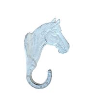 Pack Of 2] Whitewashed Cast Iron Horse Hook 8""