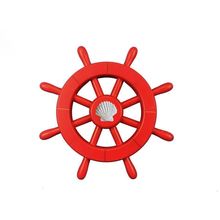 Pack Of 2] Red Decorative Ship Wheel With Seashell 12""