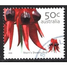 AUSTRALIA 2005: WILDFLOWERS - 50c STURT'S DESERT PEA USED (G5)