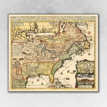 20" X 24" Vintage 1718 Map Of New France