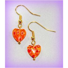 Lovely Sale Love Heart Murano Glass Gold Plated Hook Earrings Jewellery 1217