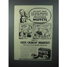 1941 Quaker Oats Muffets Cereal Ad - Delicious