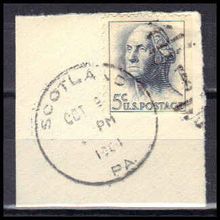 Used 1229 5c George Washington Scotland, PA. E1897
