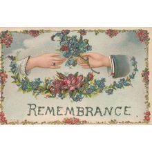 REMEMBRANCE Hands From The Sea REAL GLITTER ANTIQUE Postcard