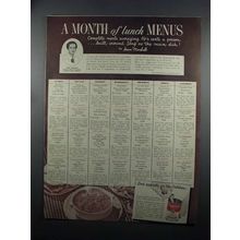 1950 Campbell's Soup Ad - A Month of Lunch Menus