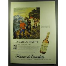 1949 Harwood's Canadian Whisky Ad - Mounties art by Ray Johnson