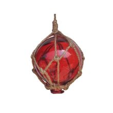 Pack Of 2] Red Japanese Glass Ball Fishing Float With Brown Netting Decorati...