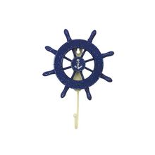 Pack Of 2] Rustic All Dark Blue Decorative Ship Wheel with Anchor and Hook 8...