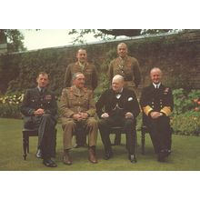 Winston Churchill with Royal Chiefs Of Staff 10 Downing Street Postcard
